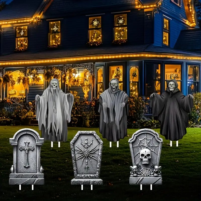 6pcs Halloween Tombstone Set - Garden & Haunted House Decoration for Pile Decorations for Halloween Parties