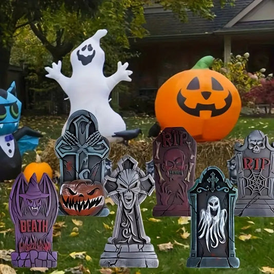6pcs Set Of Halloween Tombstone Yard Signs with Wooden Stakes