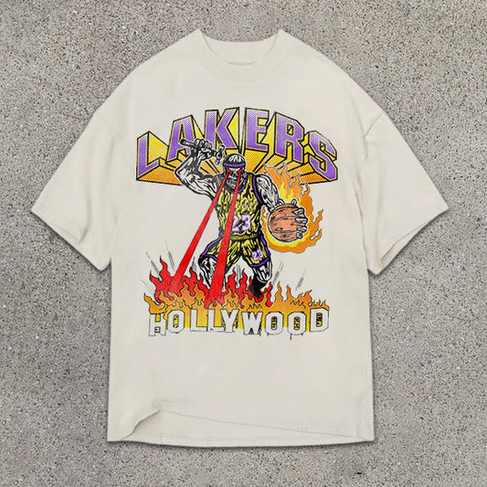 Kurzärmliges T-Shirt mit Totenkopf-Basketball-Print