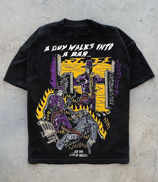 Camiseta de manga corta con personalidad de estilo callejero