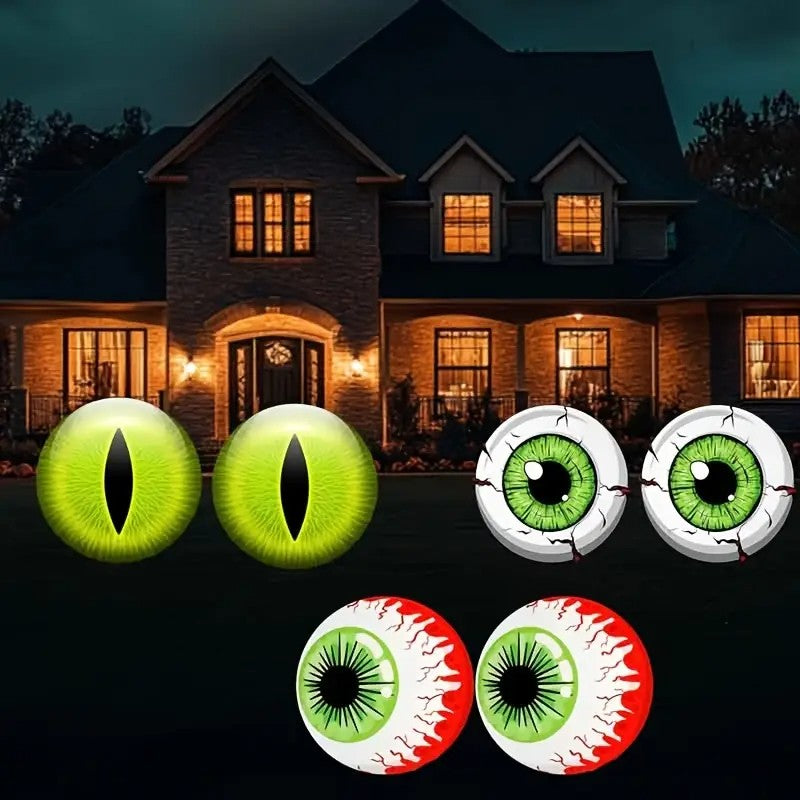2D Flat 6pcs Set of Halloween Eyeballs with Wooden Stakes