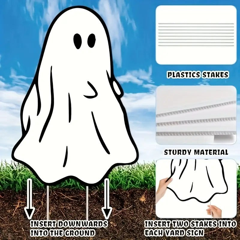4pcs Halloween Yard Signs with Wooden Stakes