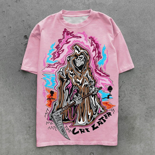 Kurzärmliges T-Shirt mit Totenkopf-Grafikprint