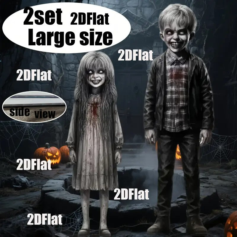 2pcs Halloween Courtyard Decoration Floor Insert, Halloween Horror Theme Decoration Floor Insert