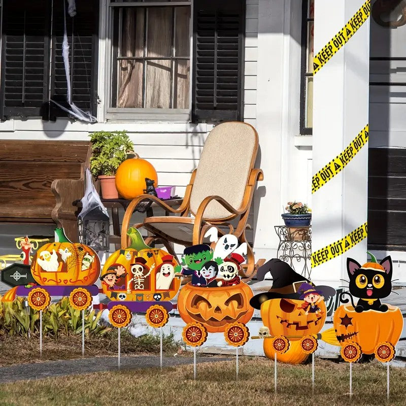 5-Pack APUNGA Halloween Yard Signs with Stakes - Spooky Pumpkin