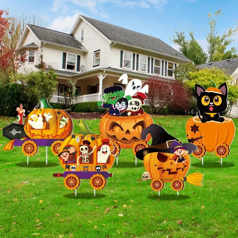 5-Pack APUNGA Halloween Yard Signs with Stakes - Spooky Pumpkin