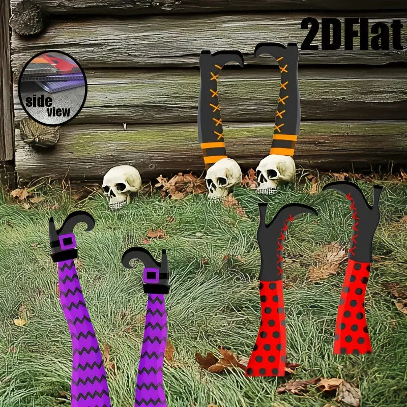 6pcs Halloween Witch Legs Yard Stakes