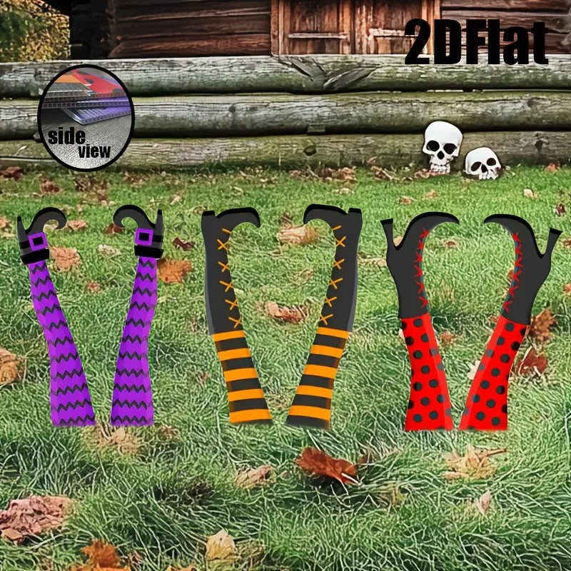 6pcs Halloween Witch Legs Yard Stakes