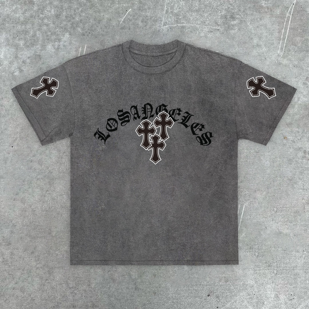 Camiseta con lavado vintage LA Cross