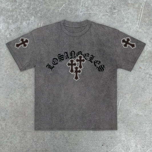 Camiseta con lavado vintage LA Cross