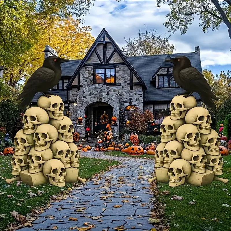 2 Sets Large Halloween Horror Skull Yard Sign with Stake