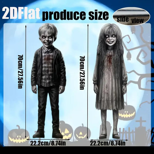 2pcs Halloween Courtyard Decoration Floor Insert, Halloween Horror Theme Decoration Floor Insert