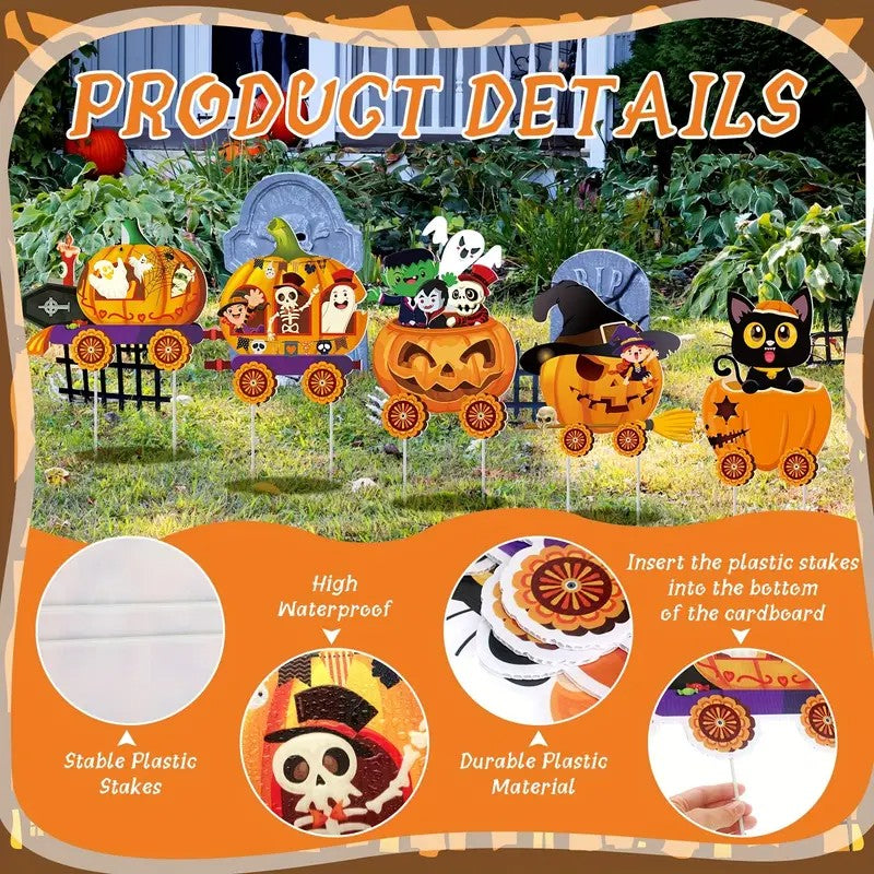 5-Pack APUNGA Halloween Yard Signs with Stakes - Spooky Pumpkin