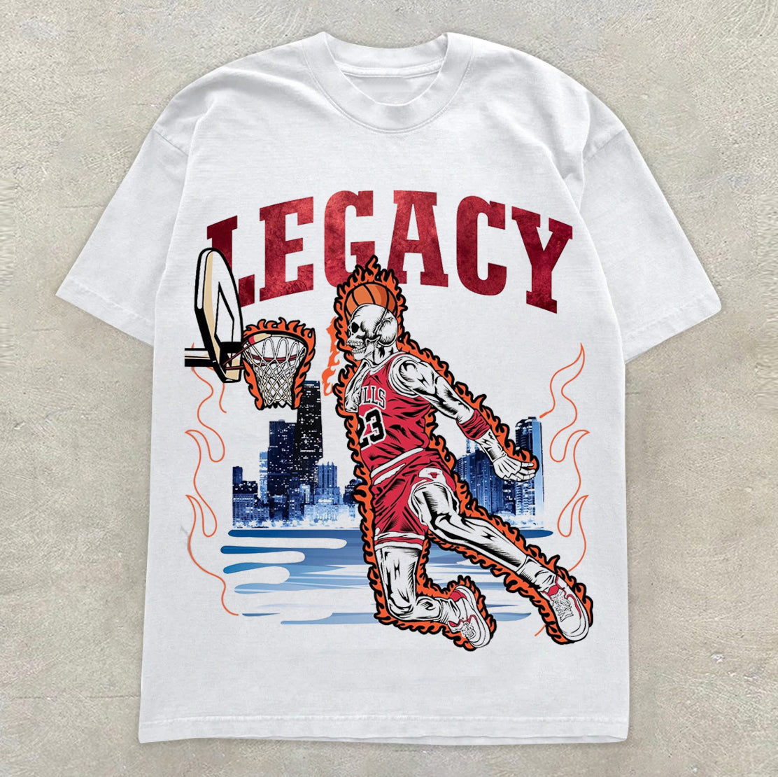 Camiseta deportiva personalizada con estampado de calavera de baloncesto