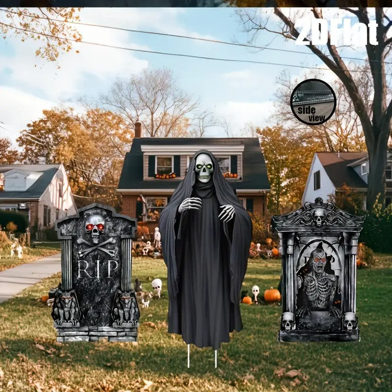 2D Flat Set of 3pcs Halloween Garden Decoration Ornaments