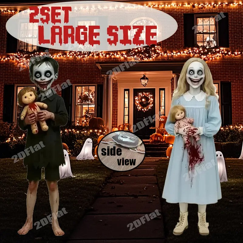2D Flat Set of 2pcs Halloween Yard Decoration Floor Insert