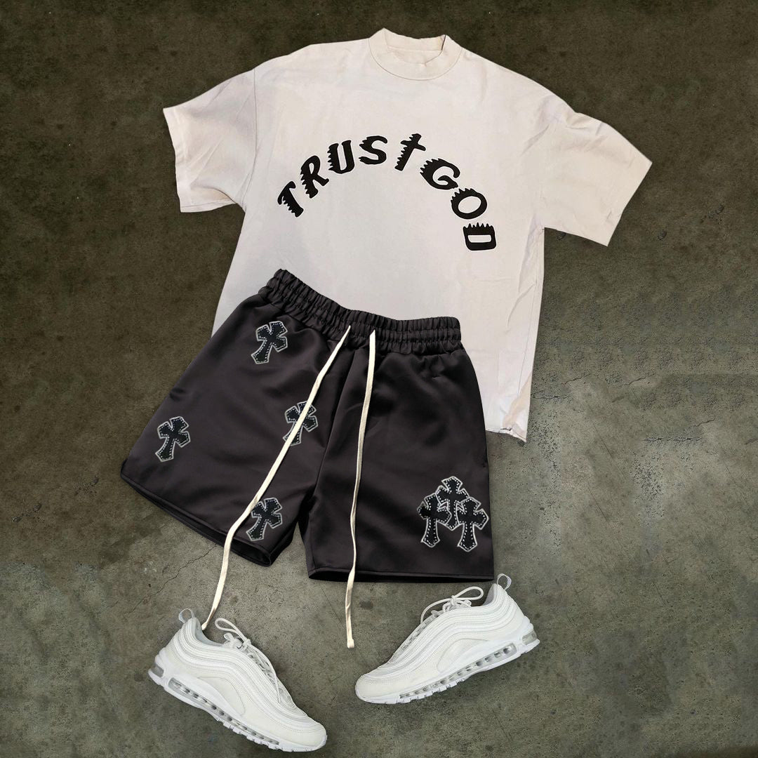 Conjunto de camiseta de manga corta Retro Cross Street