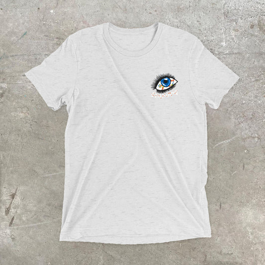 Camiseta holgada de manga corta con estampado de ojos estilo urbano