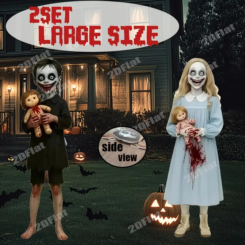 2D Flat Set of 2pcs Halloween Yard Decoration Floor Insert