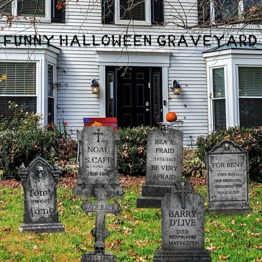 2D Flat Fun Halloween Cemetery Tombstone Props Yard Sign