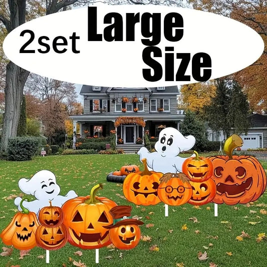 2D Flat 2pcs Set Large Size Halloween Yard Decoration Ground Stakes