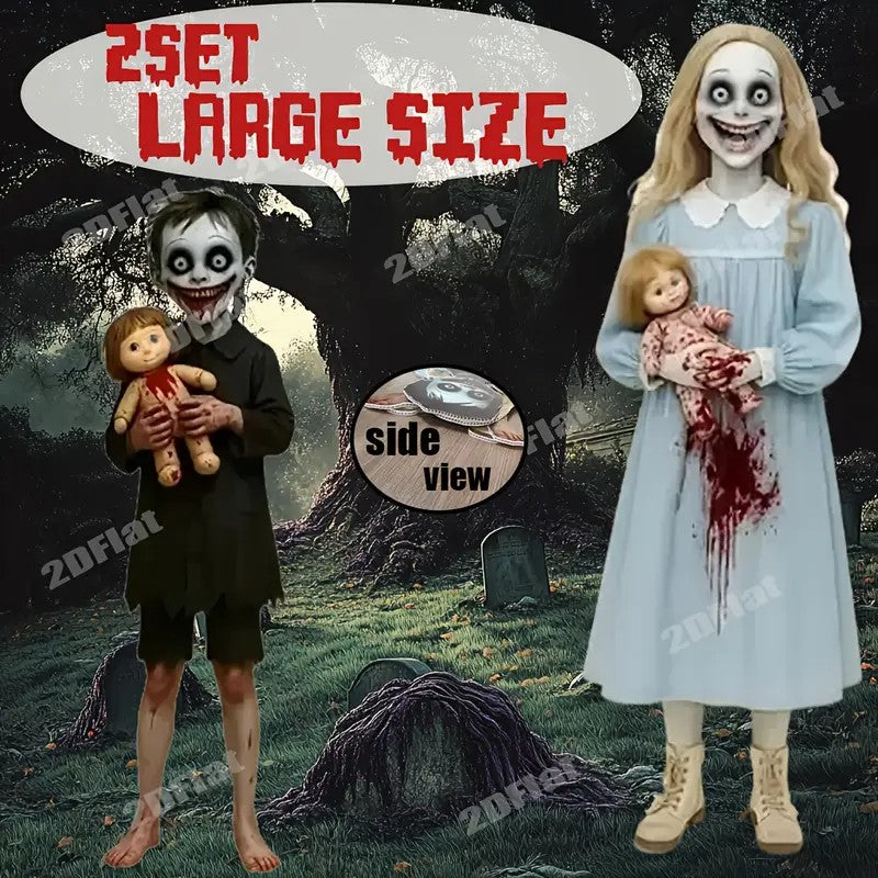 2D Flat Set of 2pcs Halloween Yard Decoration Floor Insert