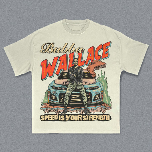 Camiseta de manga corta con estampado de coches y corredores