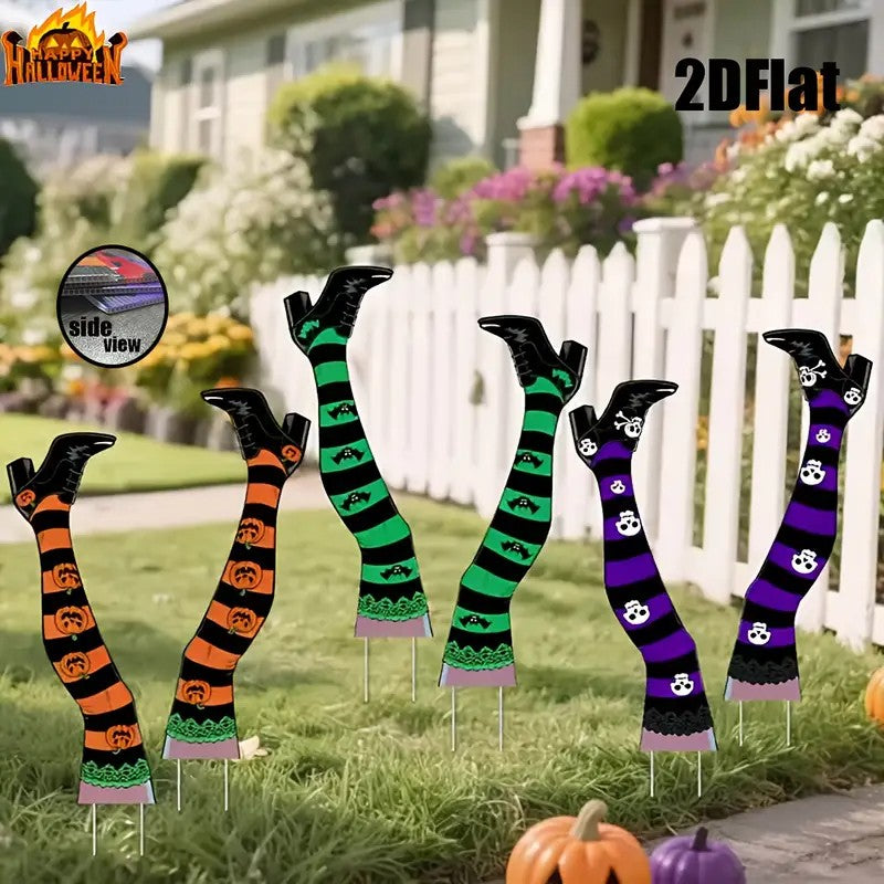 6pcs Halloween Witch Legs Garden Stakes
