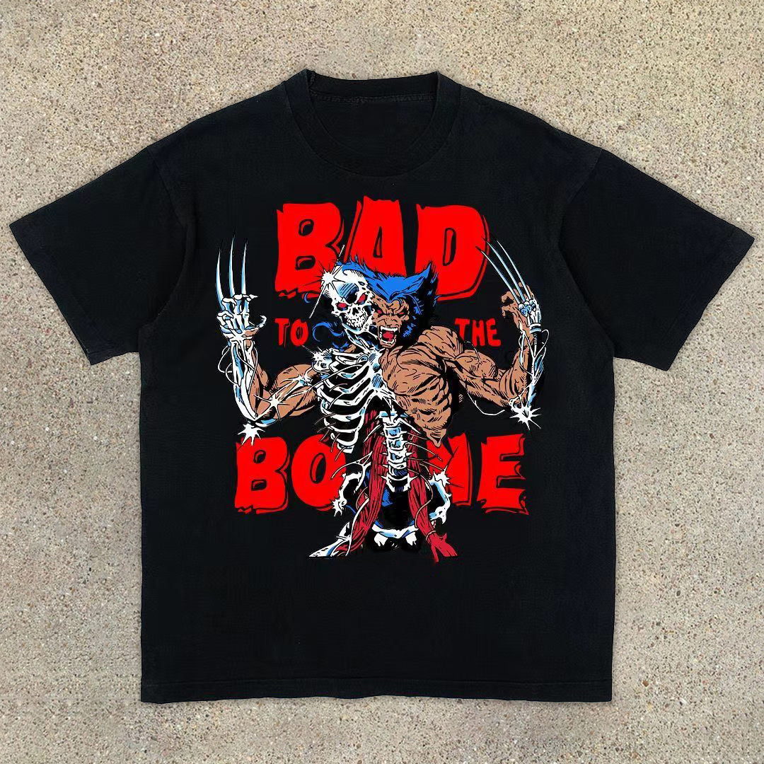 Camiseta casual de manga corta con diseño de calavera y garra