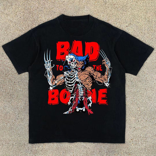 Lässiges T-Shirt mit Totenkopf-Klaue und kurzen Ärmeln