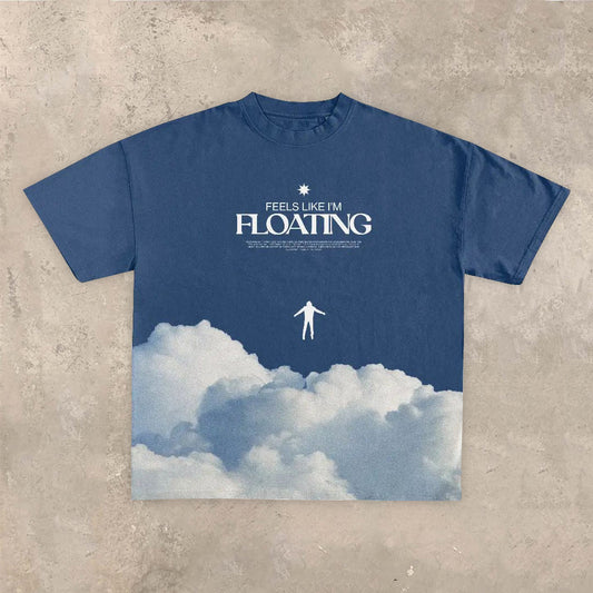 Camiseta informal de manga corta de gran tamaño con estampado de cielo