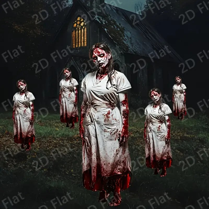 2pcs Large Halloween Doctor Nurse Shaped Courtyard Plastic Signs,