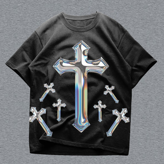 Camiseta informal de manga corta con estampado cruzado