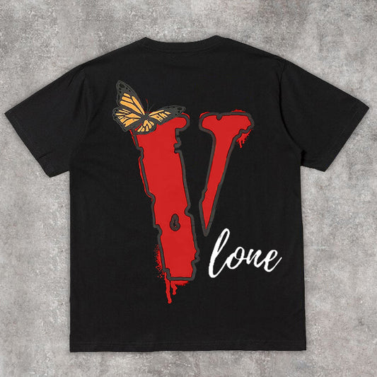 Camiseta de manga corta retro informal con estampado de marca de moda