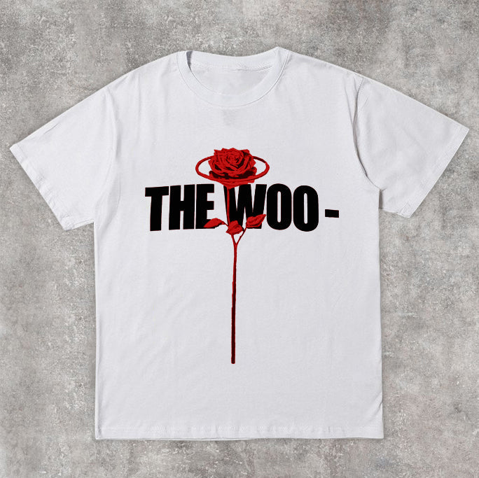 Camiseta de manga corta retro informal con estampado de marca de moda