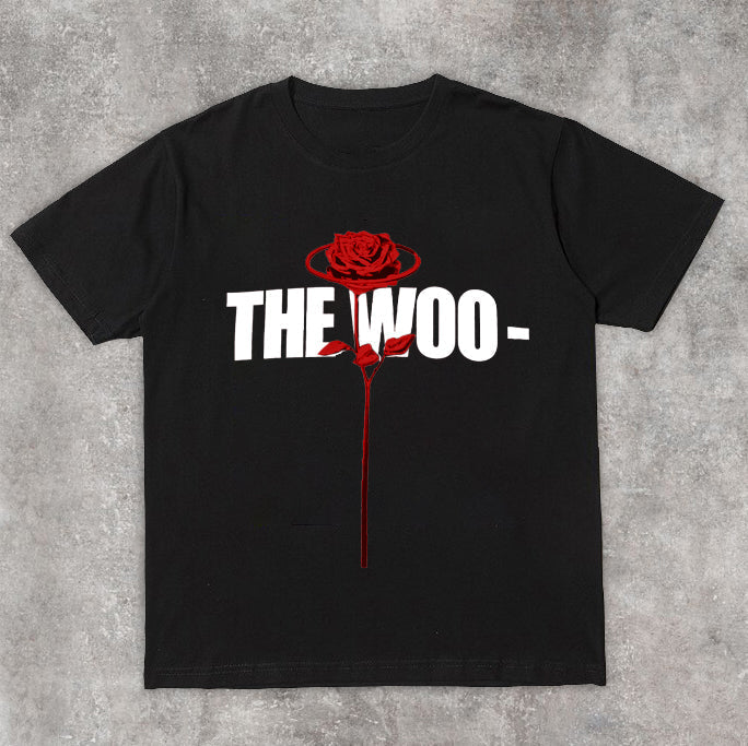 Camiseta de manga corta retro informal con estampado de marca de moda