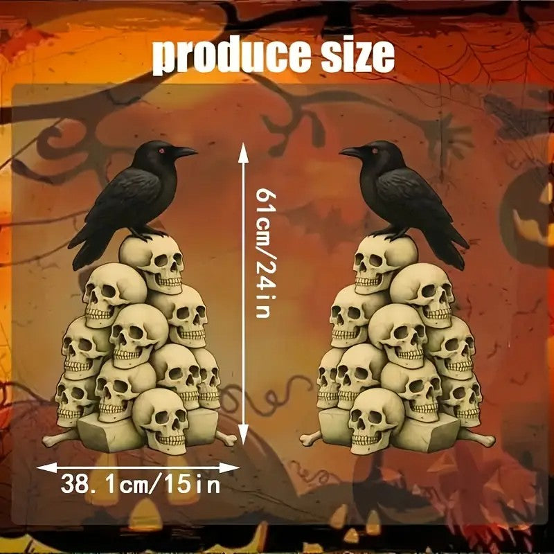 2 Sets Large Halloween Horror Skull Yard Sign with Stake