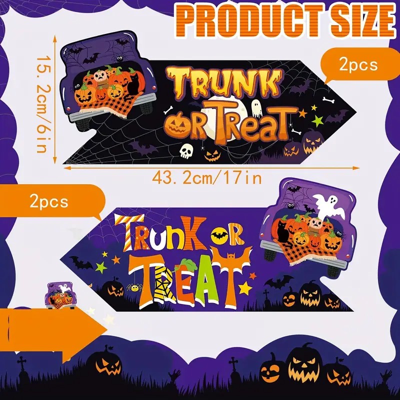 4pcs Halloween Happy Luggage or Wooden Stake Decorated Yard Sign