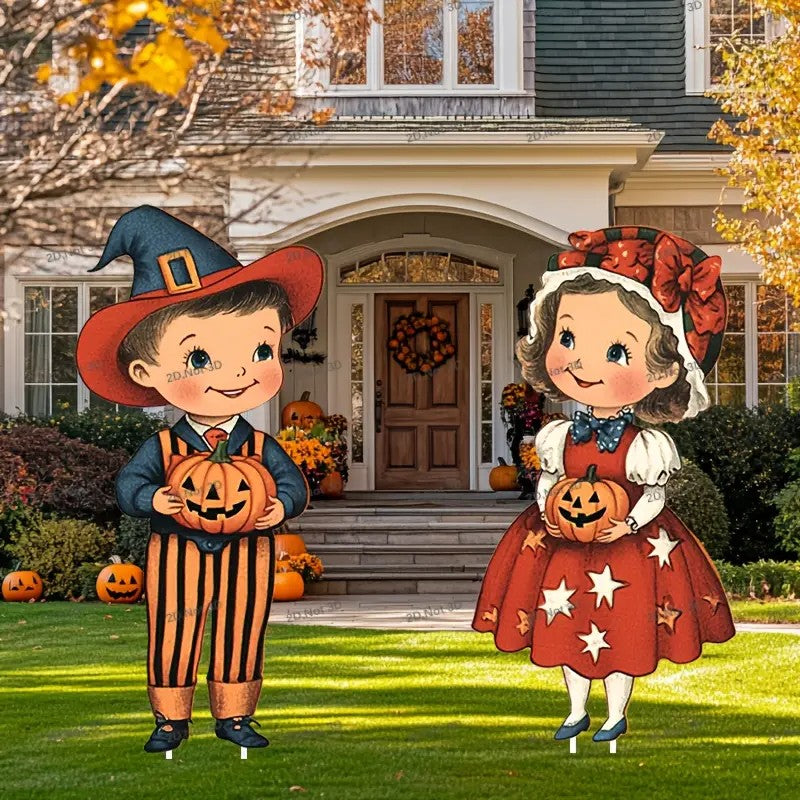 2pcs APUNGA Large Halloween Lawn Decorations - Yard Signs with Jack-o'-Lanterns,