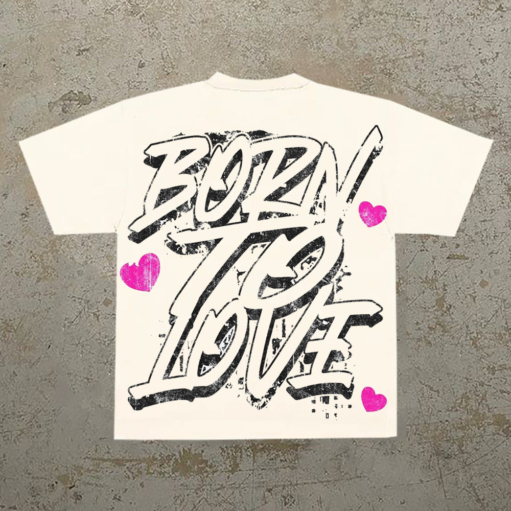 Camiseta informal de manga corta con estampado de letras mixtas