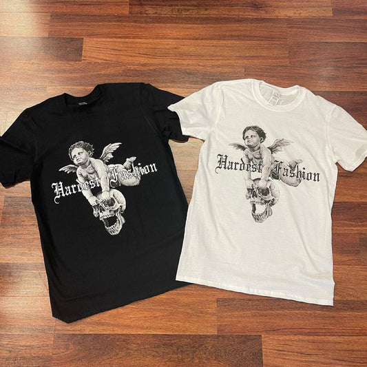 Camiseta holgada estilo callejero con ángel retro