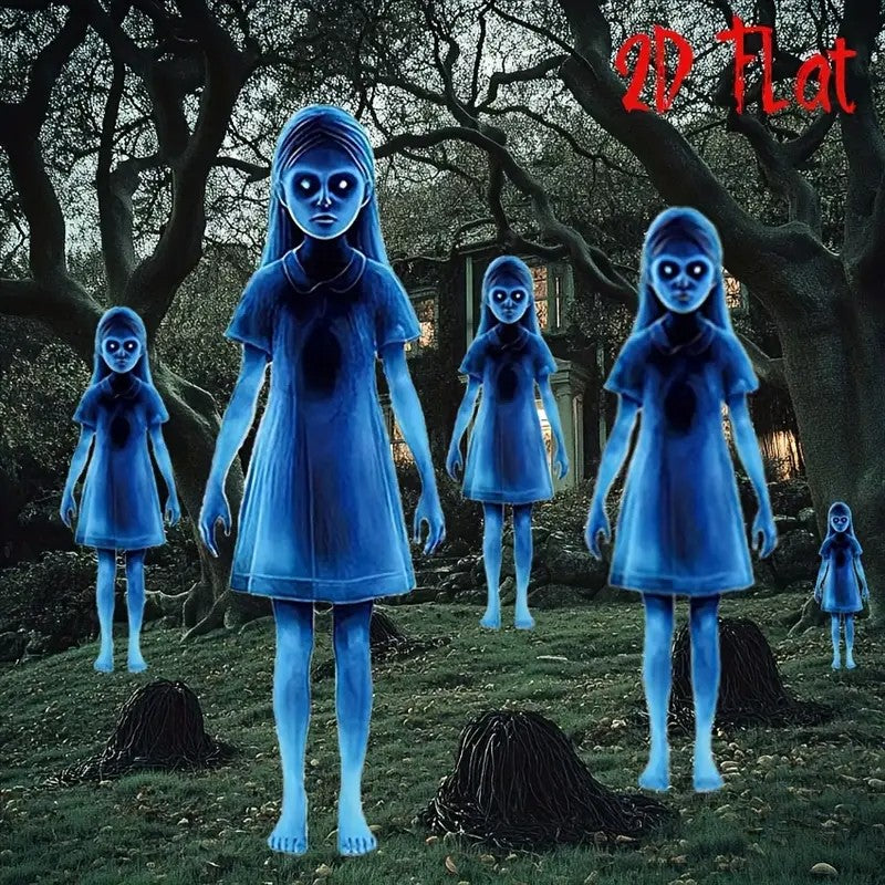 2 Sets Large Size Halloween Blue Little Devil Outdoor Garden Decoration Signs