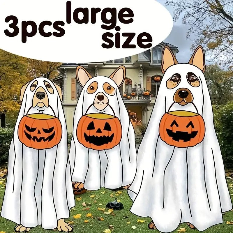 3pcs Halloween Yard Decorations Dog Outdoor Signs Plastic