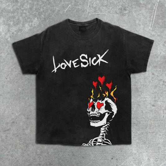 Kurzärmliges T-Shirt mit Totenkopf-Grafikprint