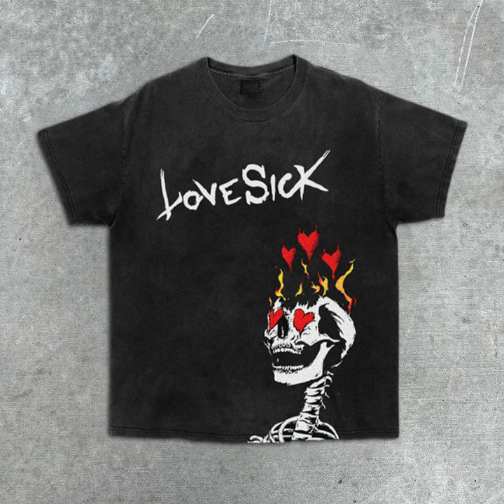 Kurzärmliges T-Shirt mit Totenkopf-Grafikprint