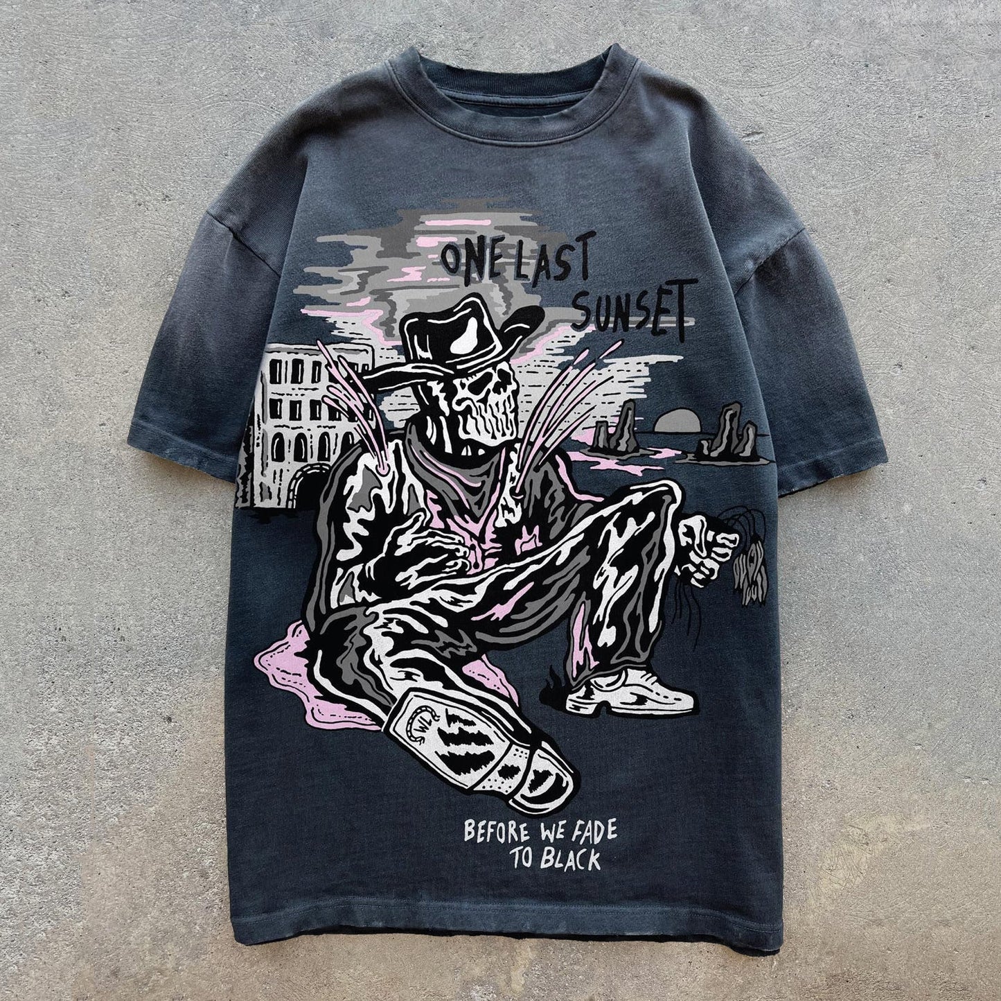 Camiseta de manga corta con estampado de calavera personalizado