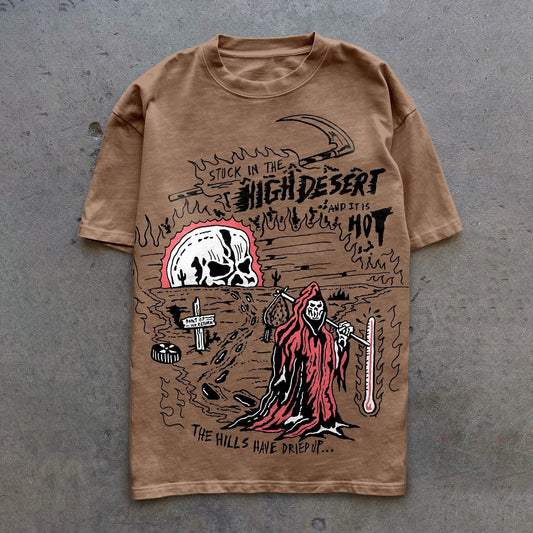 Camiseta de manga corta con cuello redondo y estampado vintage preppy