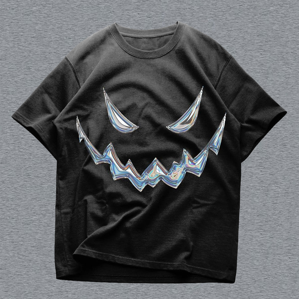 Camiseta de manga corta con estampado divertido de emoticonos