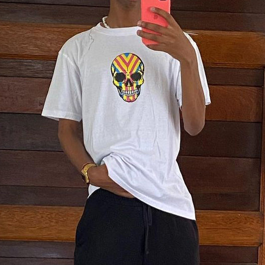 Camiseta informal de manga corta con estampado de calavera