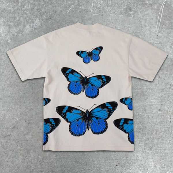 Camiseta de manga corta con estampado gráfico de mariposas
